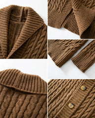 Big & Tall Men's Medium And Long Thick Needle Twist Cardigan Sweater Jacket M-3XL