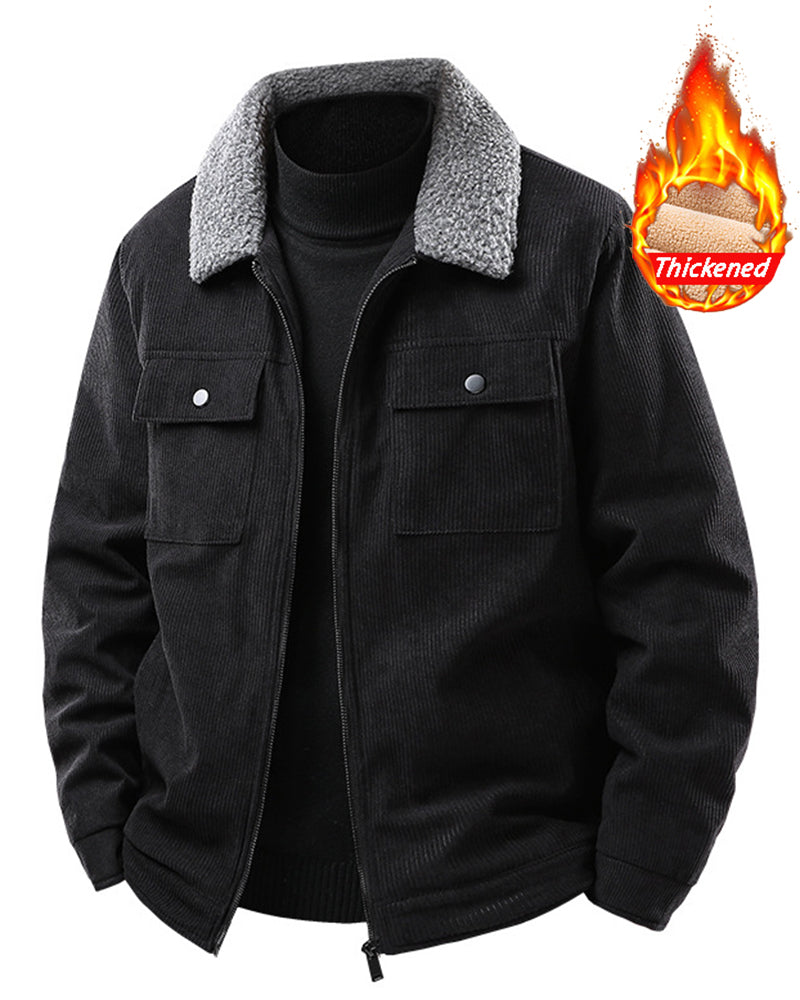 Big & Tall Men's Corduroy Thickened Lambskin Jacket Coat M-5XL