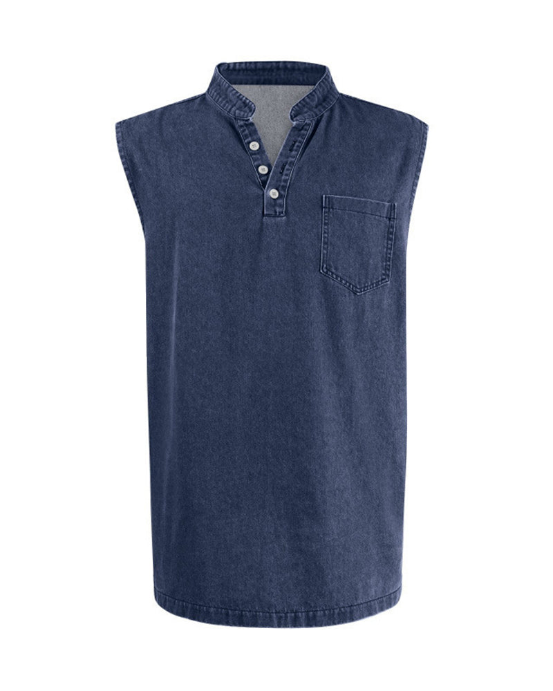 Large-size Men's Explosive Three-button Sleeveless T-shirt Washable Casual Fashionable Vest