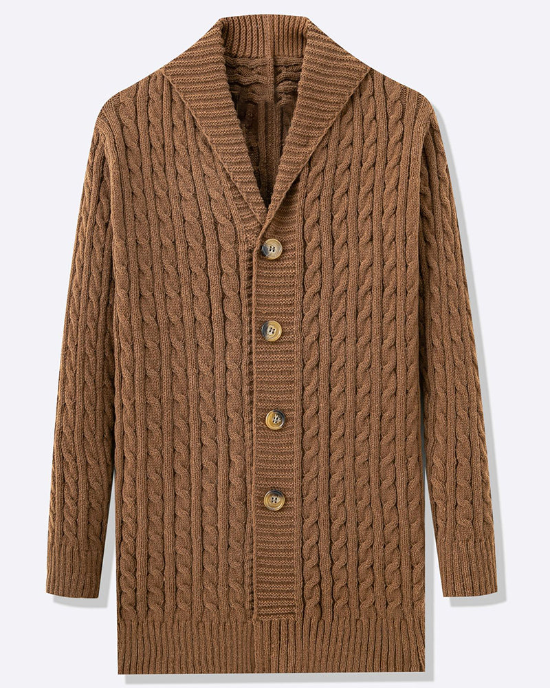 Big & Tall Men's Medium And Long Thick Needle Twist Cardigan Sweater Jacket M-3XL