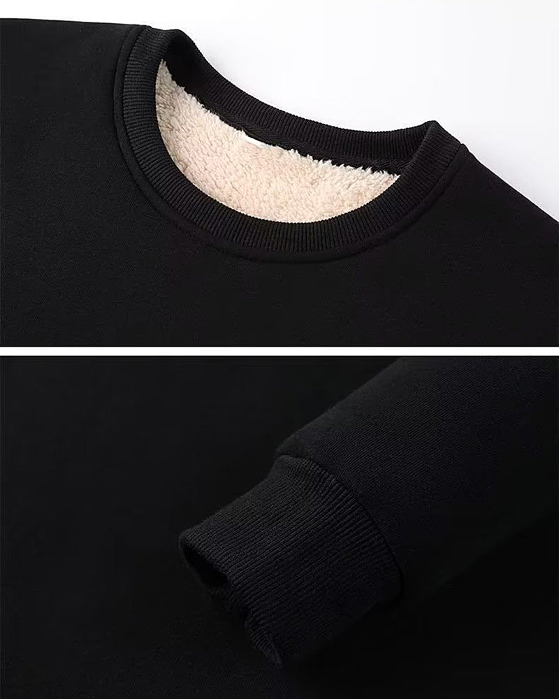 Big & Tall Men's Classic Solid Color Padded Lambswool Crew Neck Sweater M-5XL