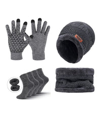 Winter Warm Scarf Gloves Socks Hat 5-piece Set Of Touch Screen For Men And Women