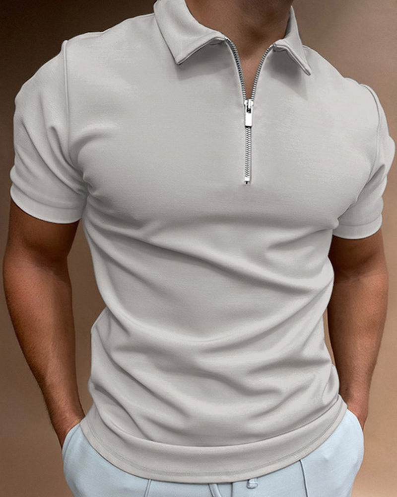 Summer Men's Polo Shirt Solid Color Short-sleeved Lar T-shirt Casual Fit Top Large Size