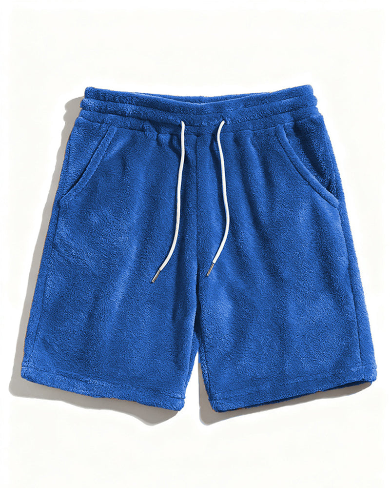 Big & Tall Men's Coral Fleece Hooded Sweater Shorts Set S-2XL