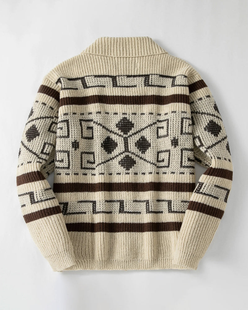 Big & Tall Men's Vintage Jacquard Laps Long Sleeve Cardigan Jacket M-3XL