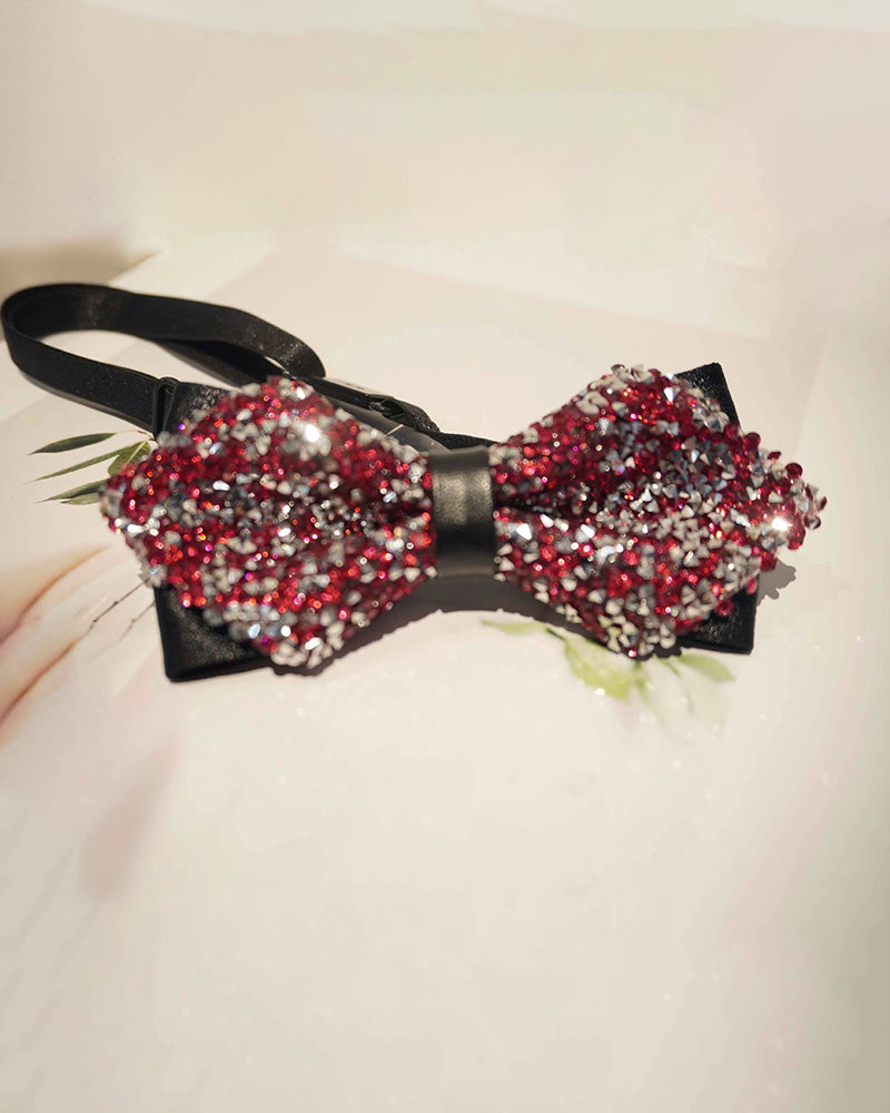 3D Crystal Fashion Sharp Horn Bow Tie