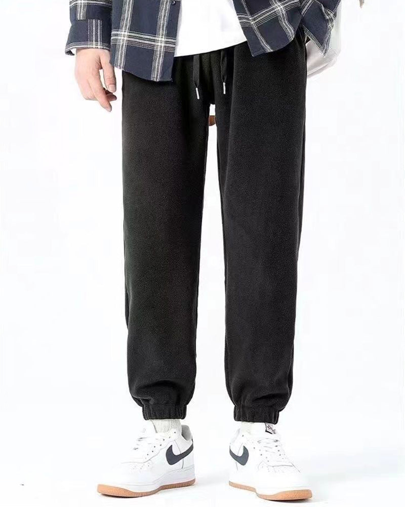 Big & Tall Men's Padded Double-sided Polar Fleece Solid Color Toe Sports Pants M-5XL