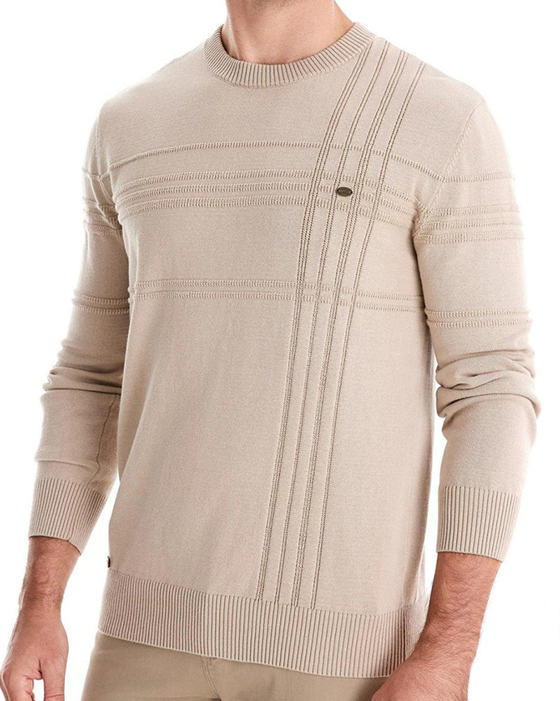Big & Tall Men's Simple Jacquard Saffiano Crewneck Pullover Sweater S-2XL