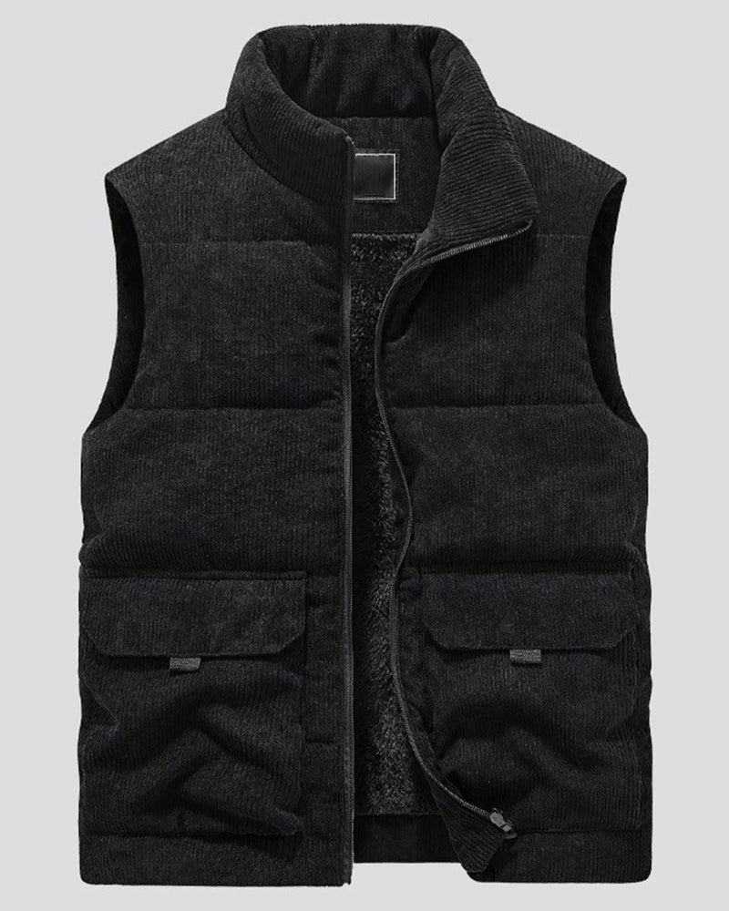 Big & Tall Men's Thickened Stand-up Collar Corduroy Vest M-6XL