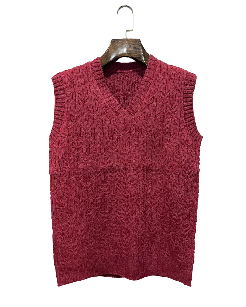 Big & Tall Men's Solid Color Twisted V-neck Knitted Waistcoat S-3XL