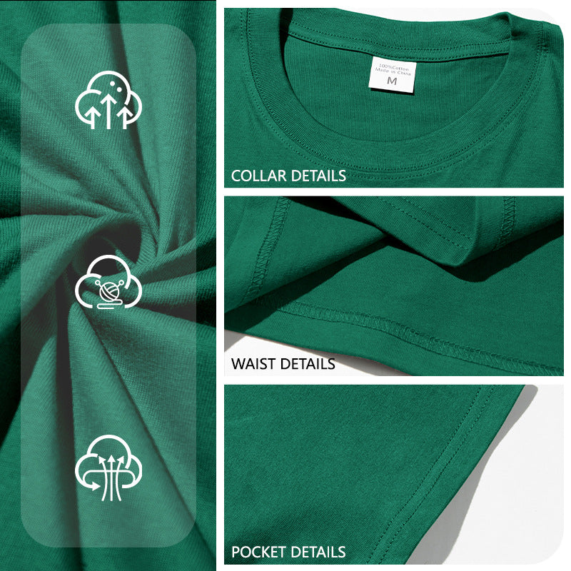 S-3XL Solid Color Round Neck Cotton Short Sleeves