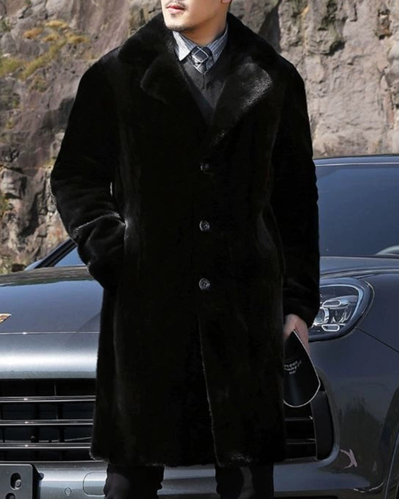 Big & Tall Men's Faux Fur Casual Thickened Long Coat M-5XL