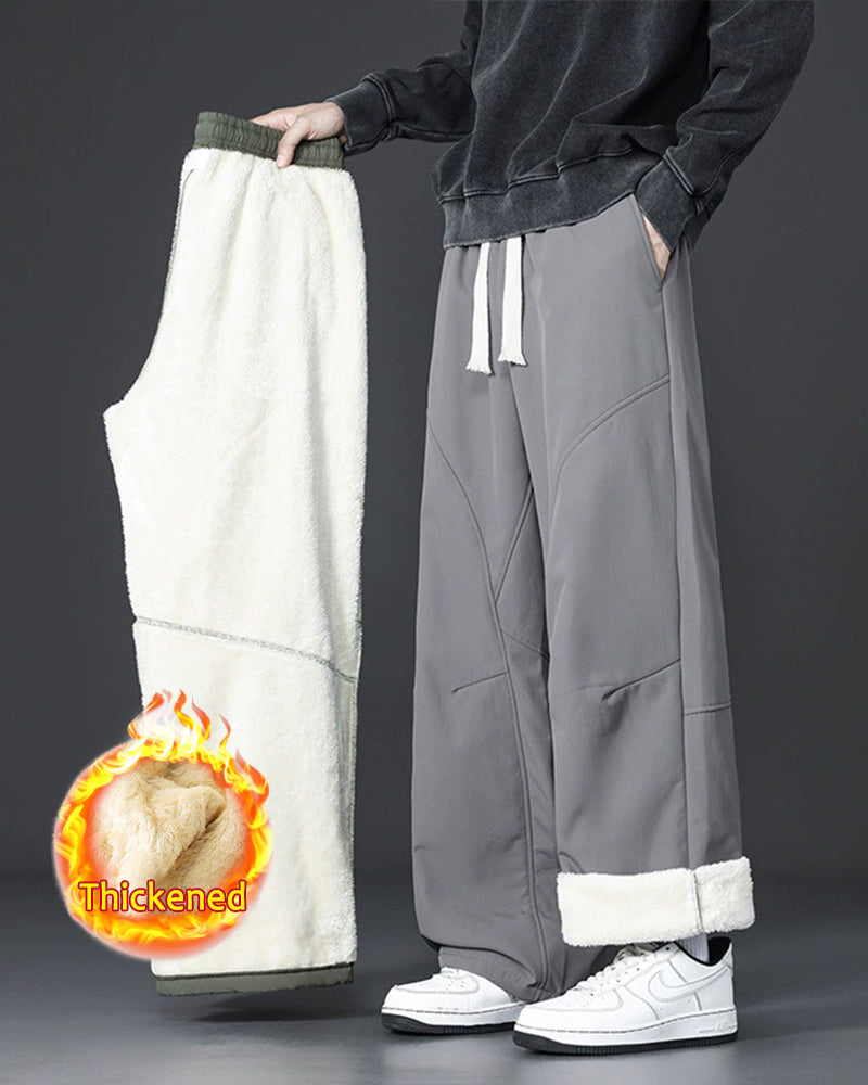Big & Tall Men's Lamb Velvet Thickened Warm Cold-proof Straight Pants M-4XL