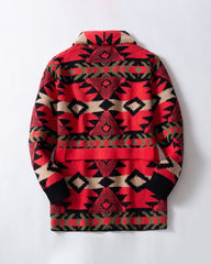 Big & Tall Men's Retro Mid-length Aztec Jacquard Cardigan Sweater Coat M-3XL