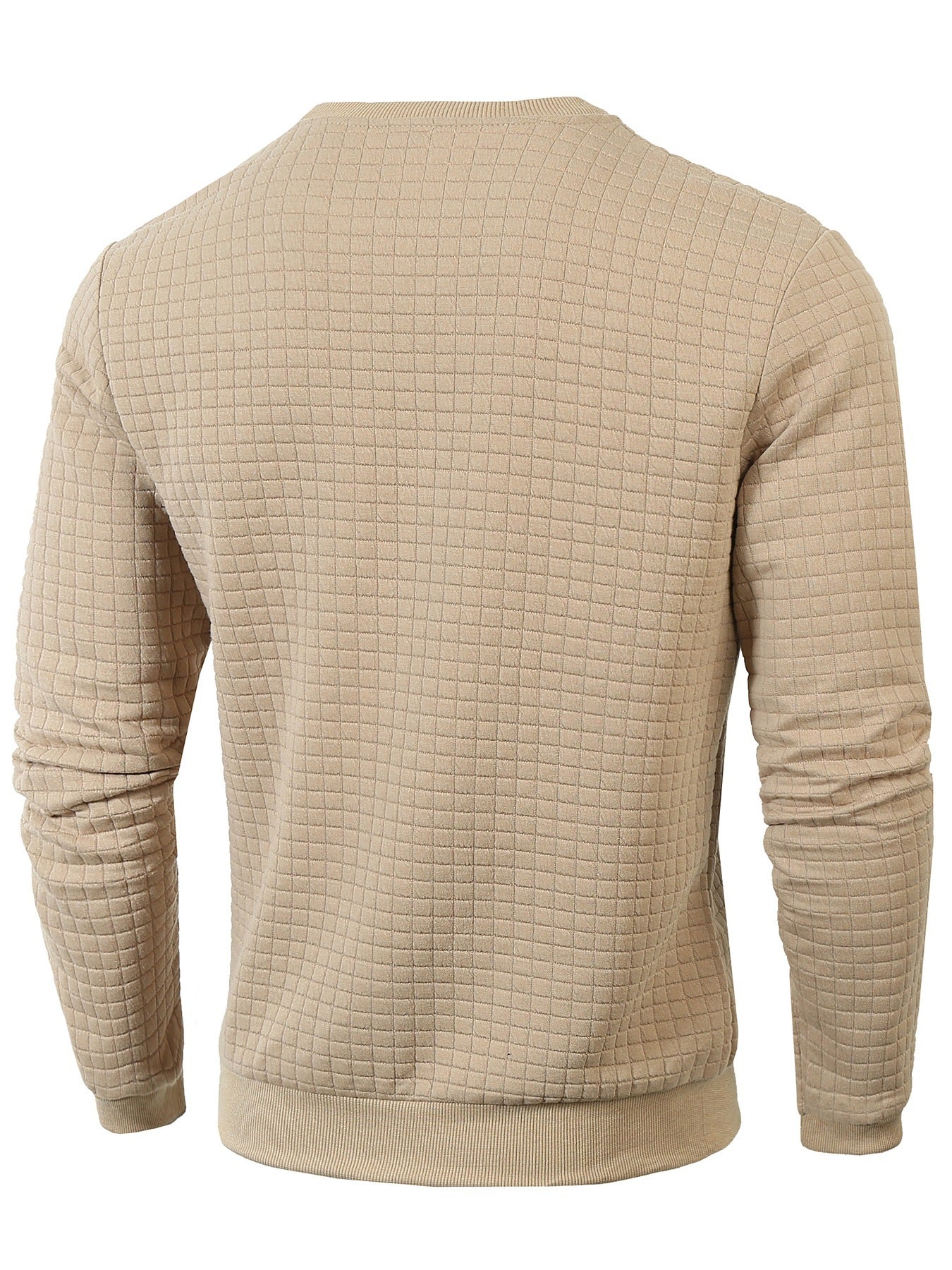 Big & Tall Men's Slim Fit Solid Color Crewneck Long Sleeve Small Square Casual Base Wear S-3XL