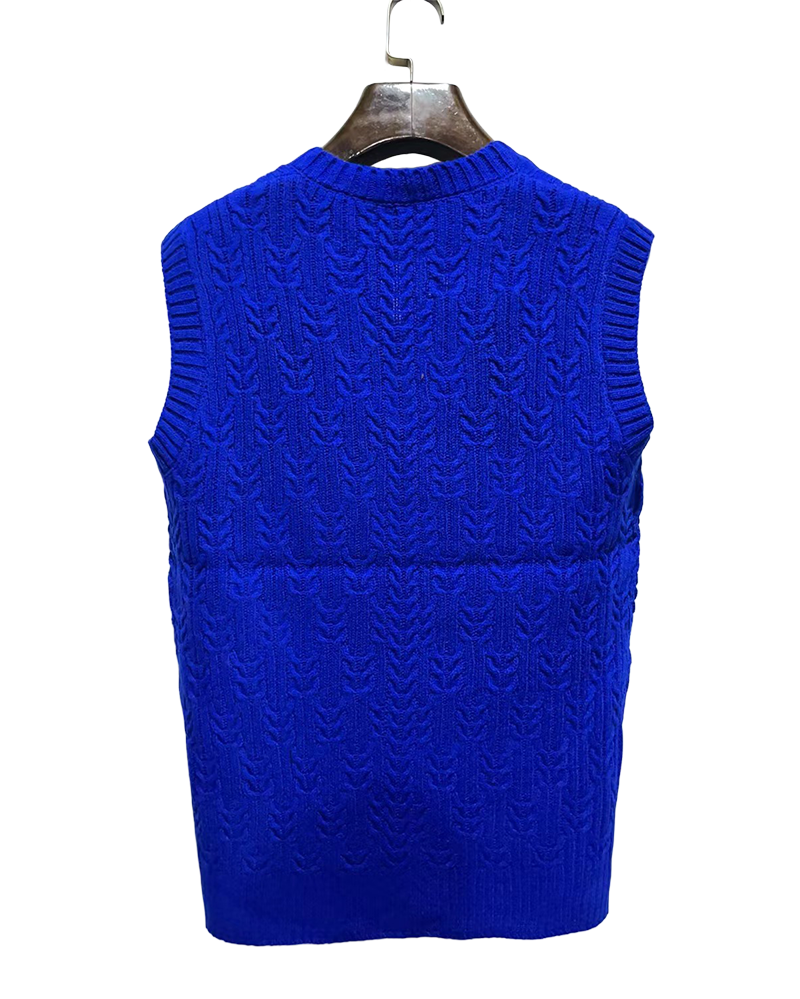 Big & Tall Men's Solid Color Twisted V-neck Knitted Waistcoat S-3XL