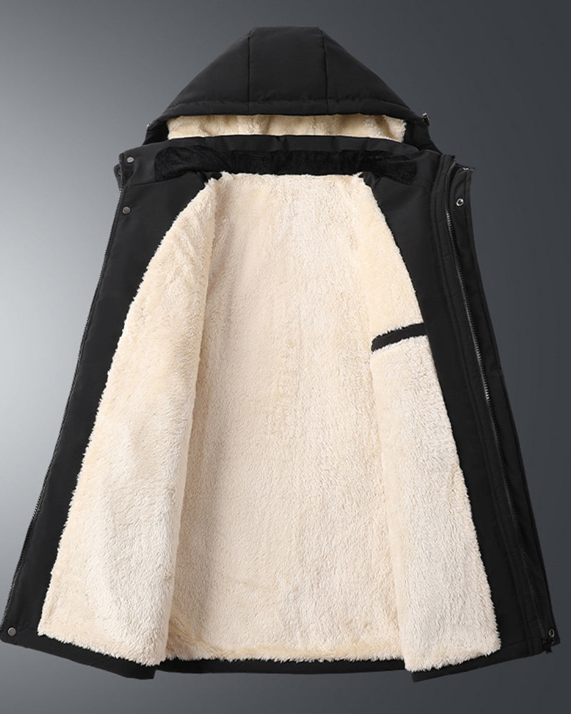 Solid Color Thickened Lamb Fleece Cotton-padded Jacket L-8XL