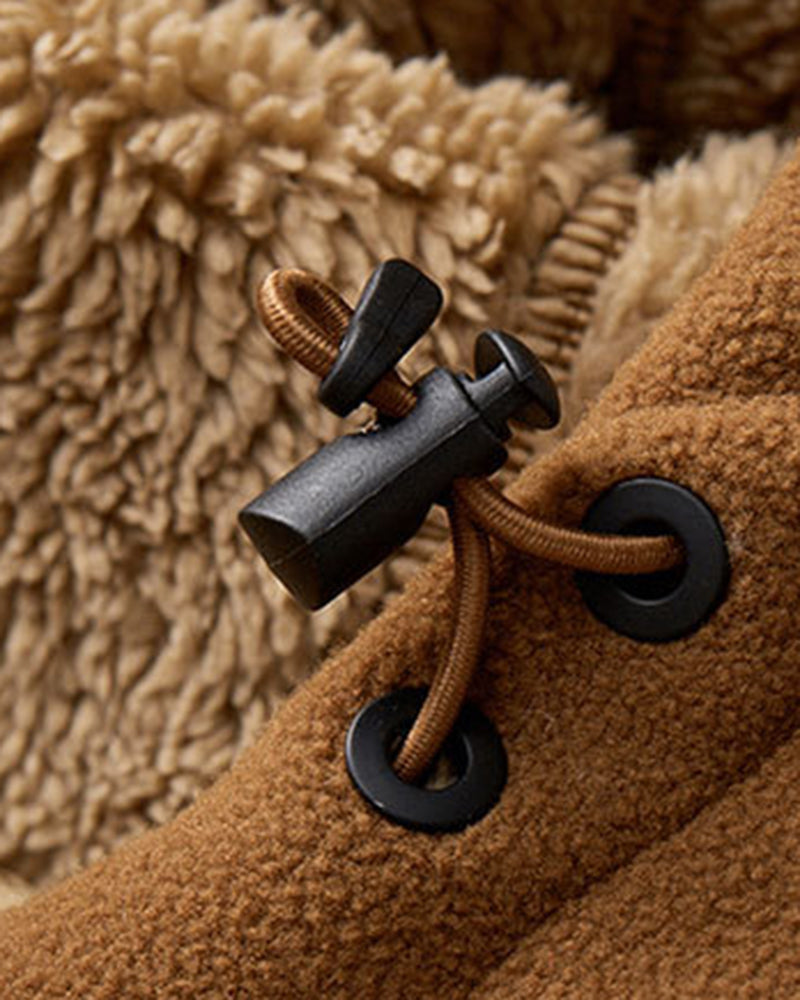 Big & Tall Men's Casual Lambskin Thickened Hooded Jacket Coat M-5XL