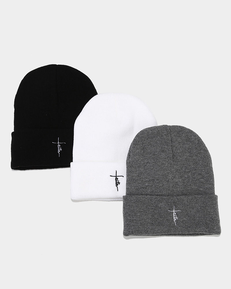 Street Hip Hop Letter Embroidered Knit Hat-Unisex