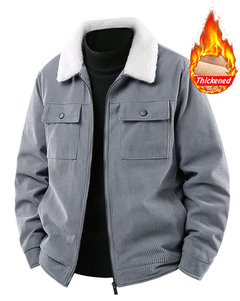 Big & Tall Men's Corduroy Thickened Lambskin Jacket Coat M-5XL