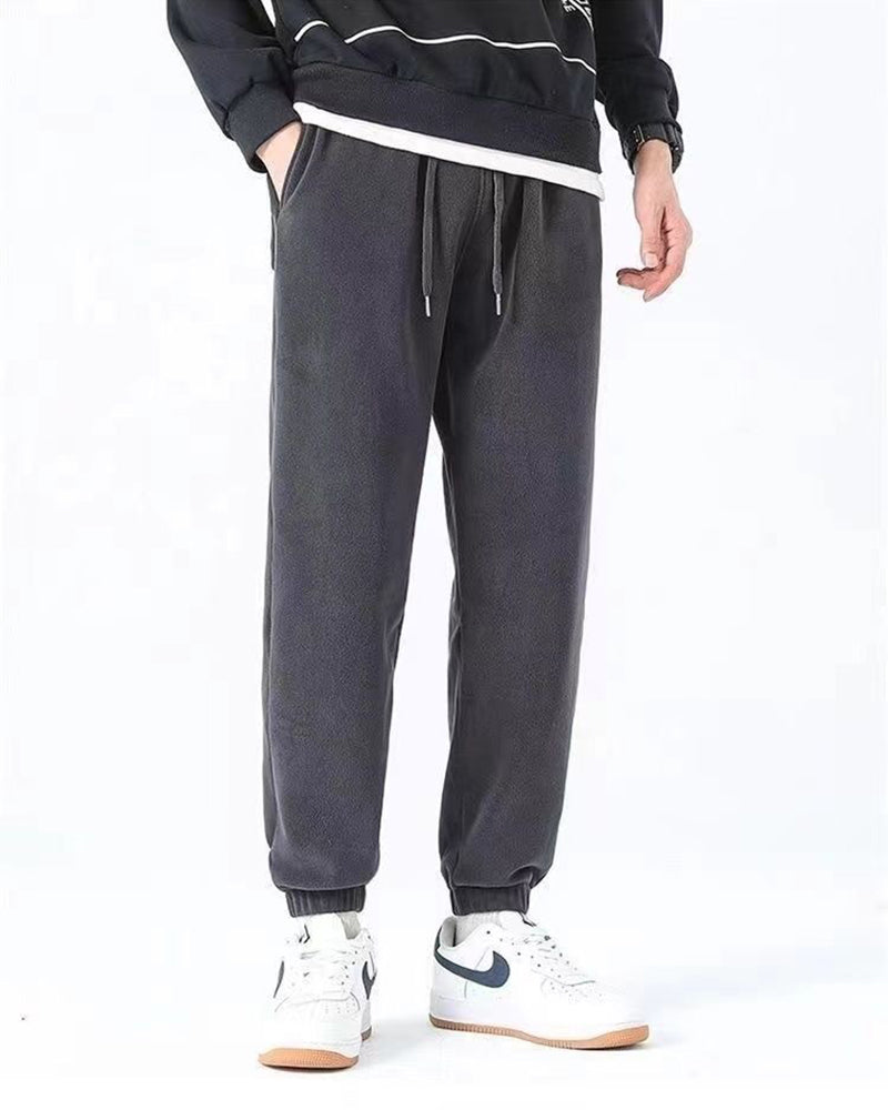 Big & Tall Men's Padded Double-sided Polar Fleece Solid Color Toe Sports Pants M-5XL