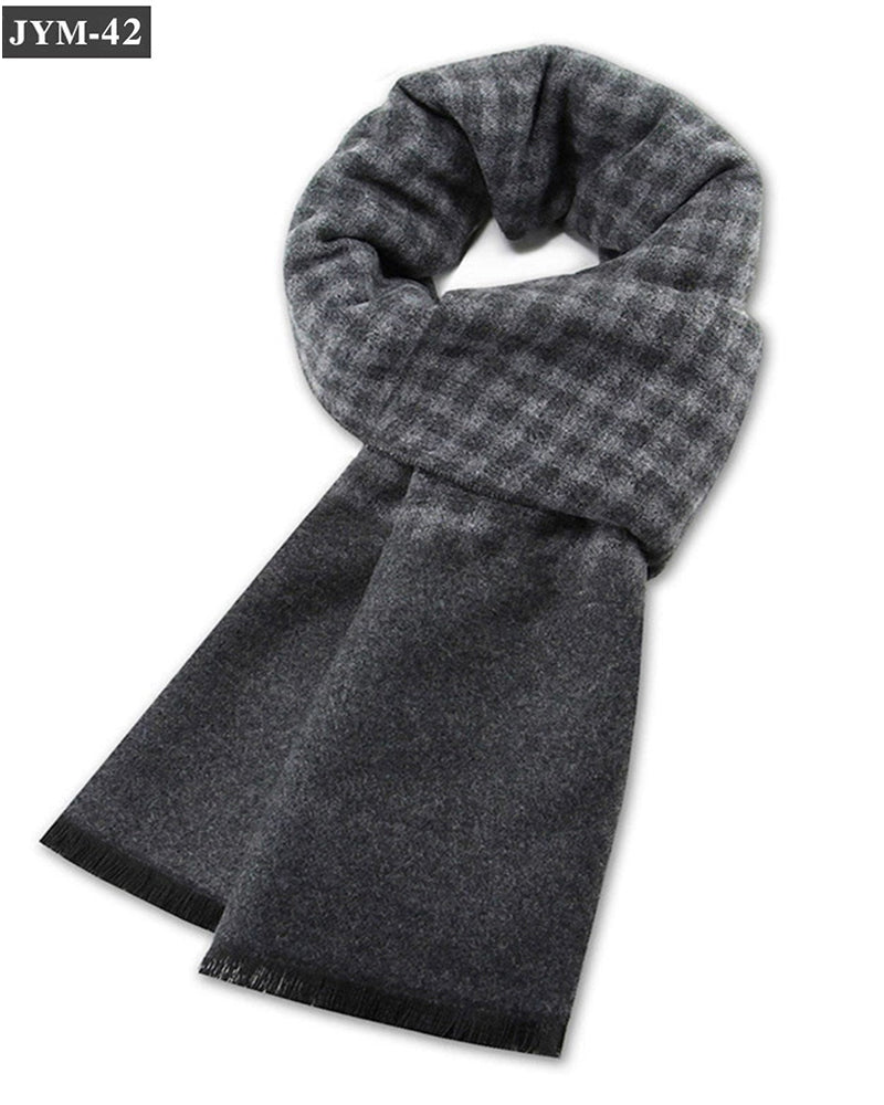 New Men's Scarf Wool Blended Plaid Scarf Men's Winter Warm Plaid Scarf Factory Customized Wholesale