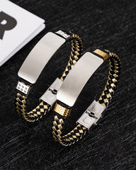 Business Retro Bracelet Rope Wided Bracelet Couple Gift