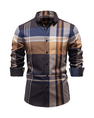 Big & Tall Men's Business Check Cotton Long Sleeve Shirt S-2XL