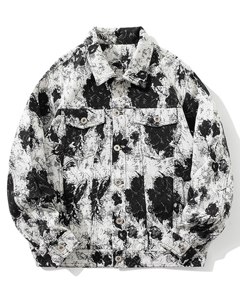 Big & Tall Men's Embroidered Denim Jacket Coat M-4XL