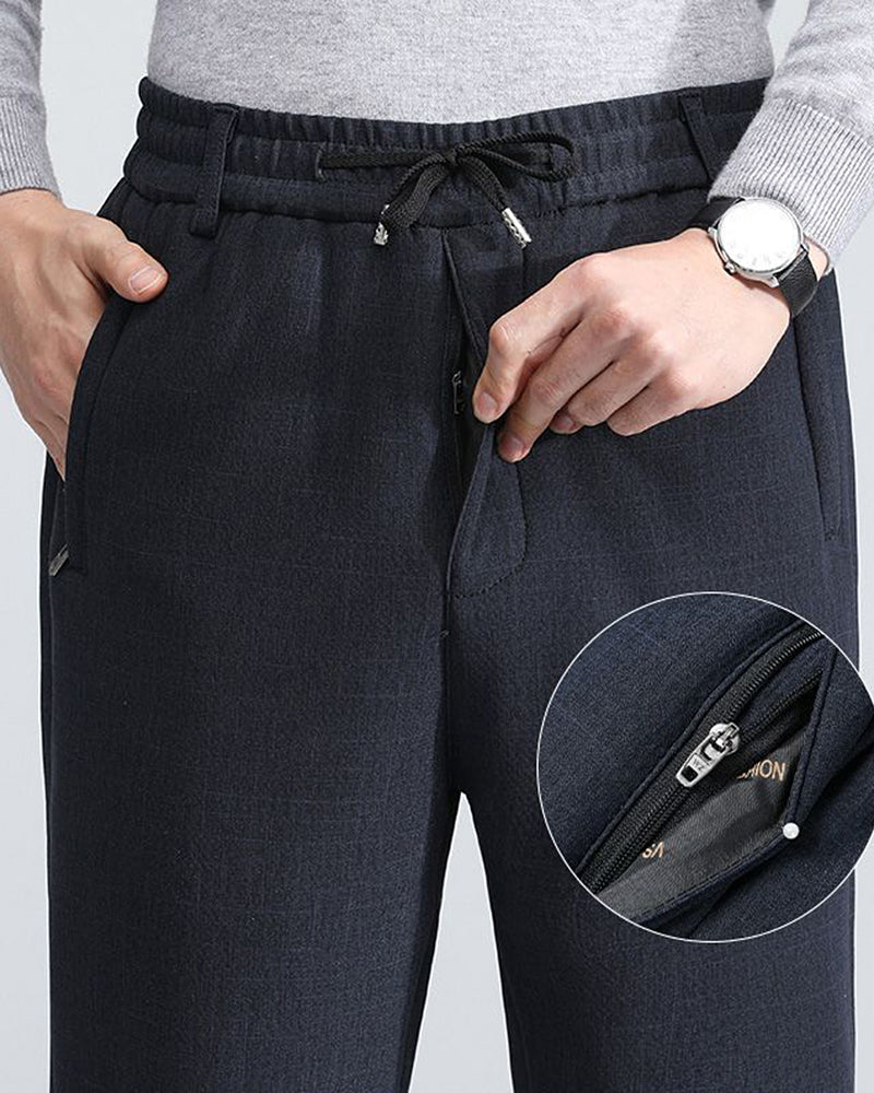 Big & Tall Men's Lambskin Elastic Waist Padded Warm Pants XL-6XL