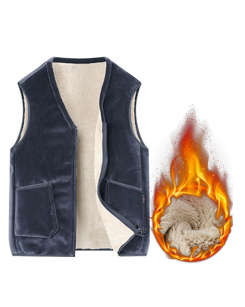 Big & Tall Men's Warm Padded Double-sided Lamb Velvet Vest L-6XL