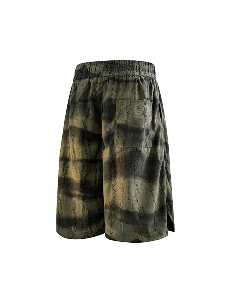 American Style Casual Summer Ice Sense Striped Sleeveless Vest Set Large Size Men's Sports Tie Dye Shorts Two-piece Set