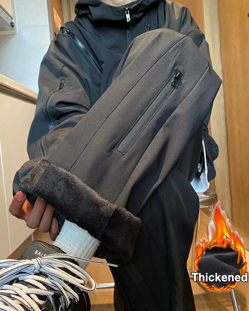 Big & Tall Men's Waterproof Charge Soft Shell Thickened Loose Straight Leg Pants M-5XL