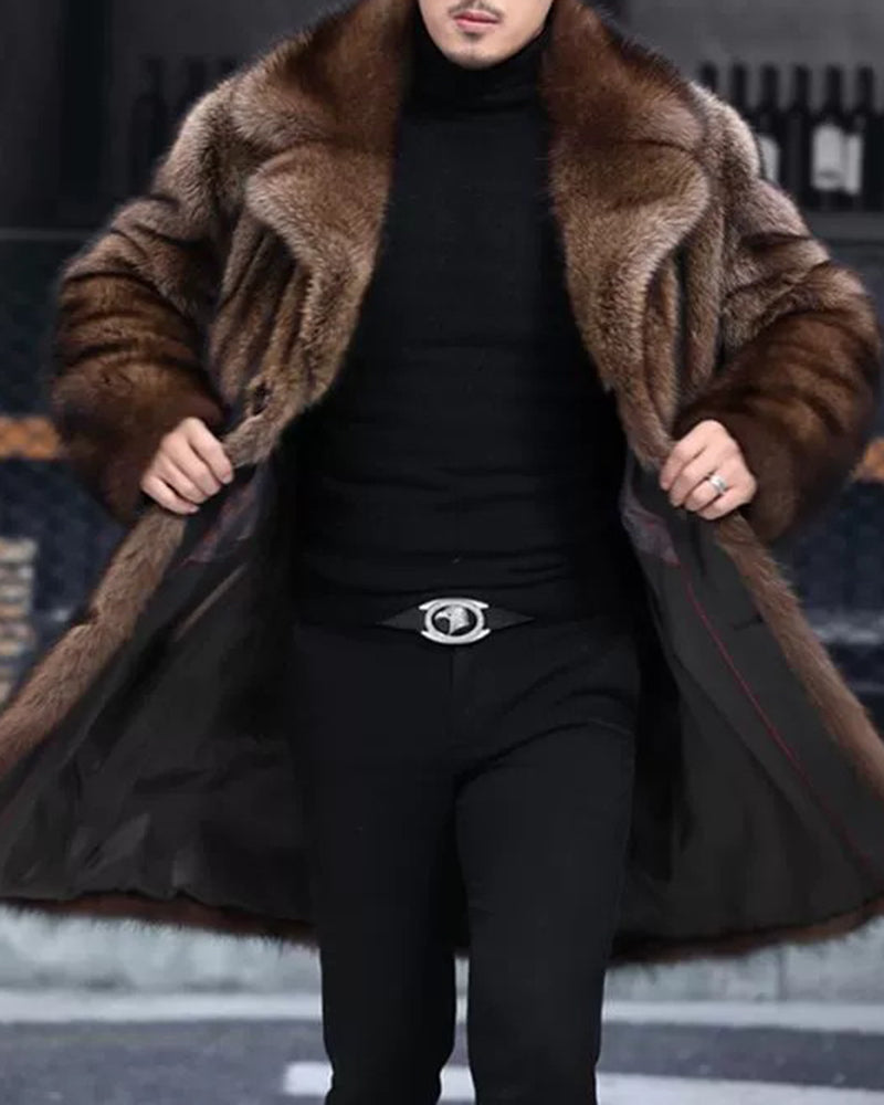 Big & Tall Men's Faux Fur Casual Thickened Long Coat M-5XL