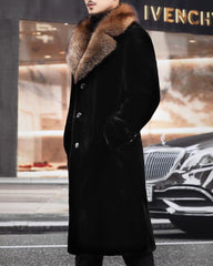 Big & Tall Men's Warm Imitation Mink Mid-length Environmentally Friendly Fur Hooded Jacket M-6XL