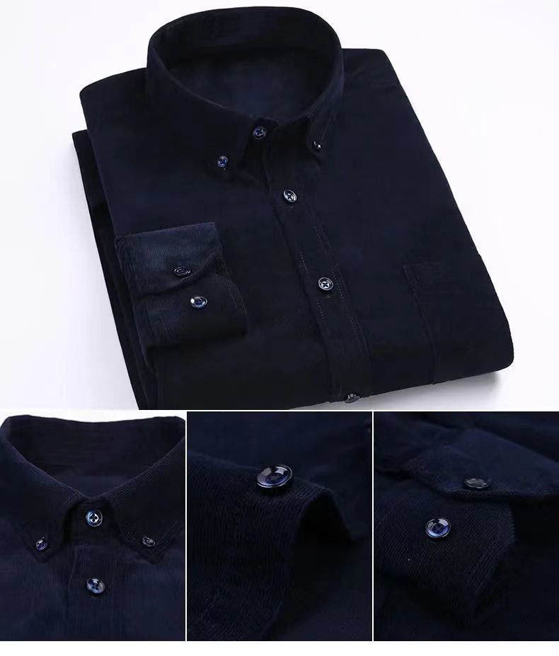 Big & Tall Men's Casual Corduroy Lined Cotton Long Sleeve Shirt S-4XL