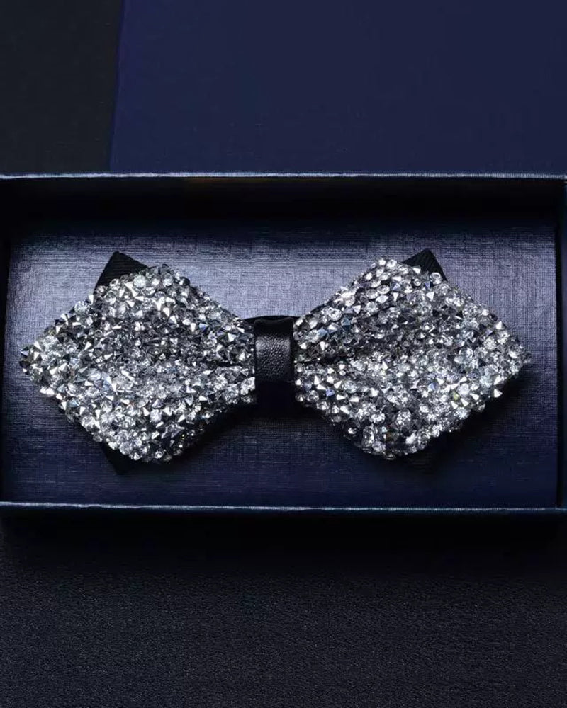 3D Crystal Fashion Sharp Horn Bow Tie