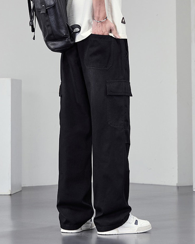 Big & Tall Men's Retro Tooling Style Old Straight Tube Stretch Jeans M-8XL