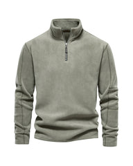 Big & Tall Men's Fleece Stand Collar Half Zipper Long Sleeve Sweater S-2XL