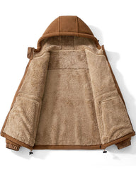 Big & Tall Men's Casual Lambskin Thickened Hooded Jacket Coat M-5XL