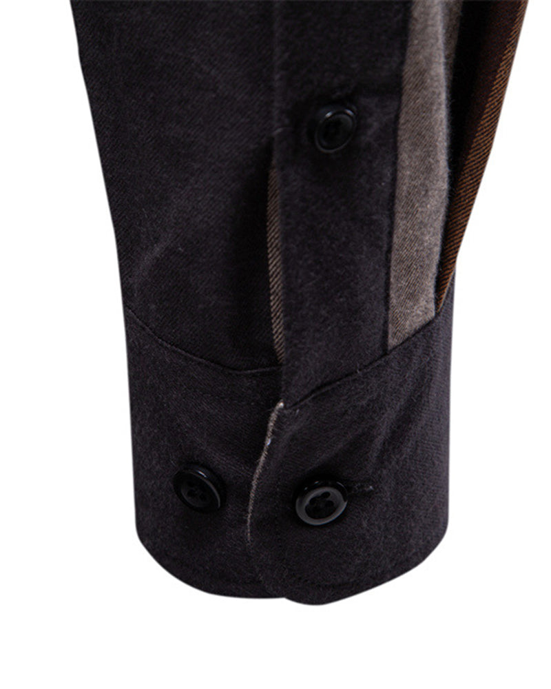 Big & Tall Men's Business Check Cotton Long Sleeve Shirt S-2XL