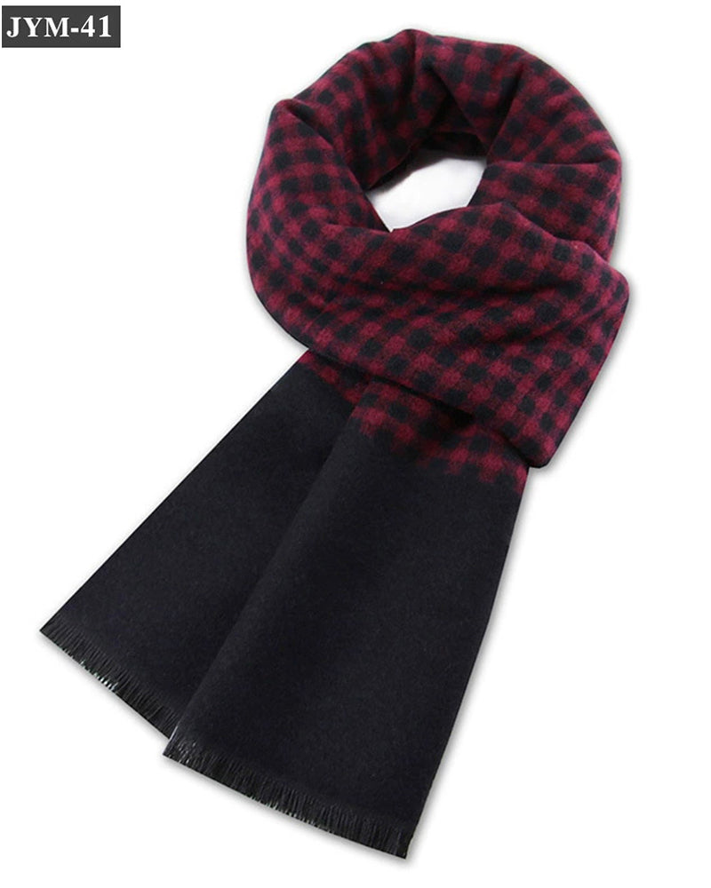 New Men's Scarf Wool Blended Plaid Scarf Men's Winter Warm Plaid Scarf Factory Customized Wholesale