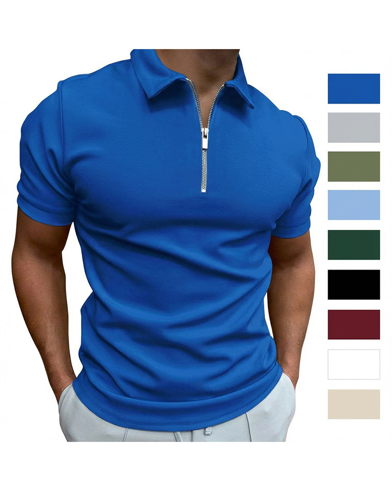 Summer Men's Polo Shirt Solid Color Short-sleeved Lar T-shirt Casual Fit Top Large Size