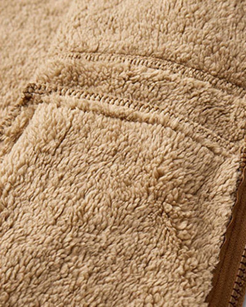 Big & Tall Men's Casual Lambskin Thickened Hooded Jacket Coat M-5XL