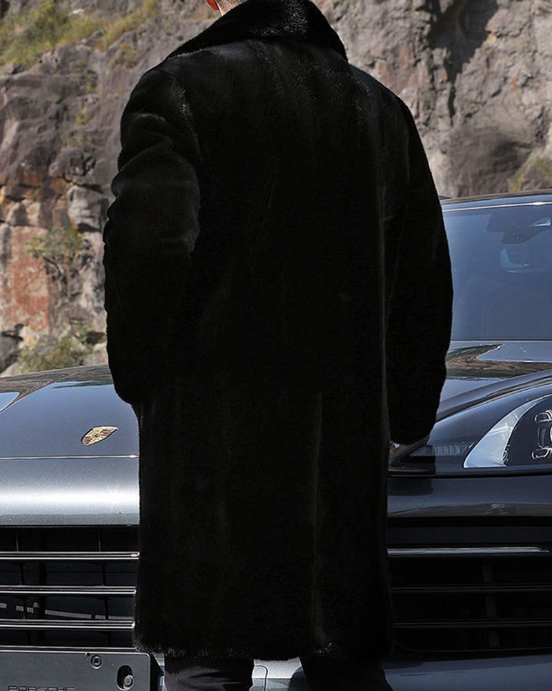 Big & Tall Men's Faux Fur Casual Thickened Long Coat M-5XL