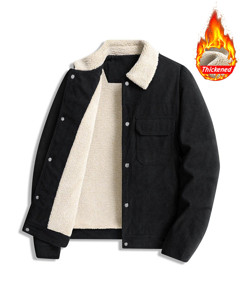 Big & Tall Men's Thickened Lamb Corduroy Casual Jacket L-9XL