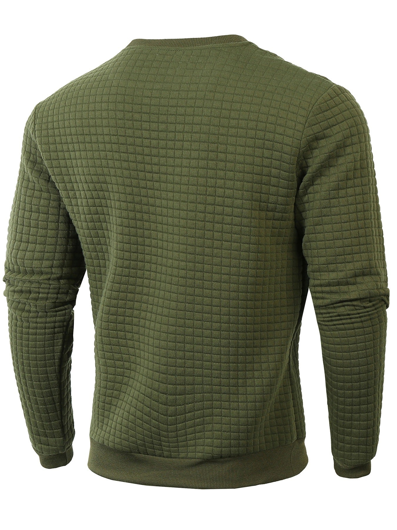 Big & Tall Men's Slim Fit Solid Color Crewneck Long Sleeve Small Square Casual Base Wear S-3XL