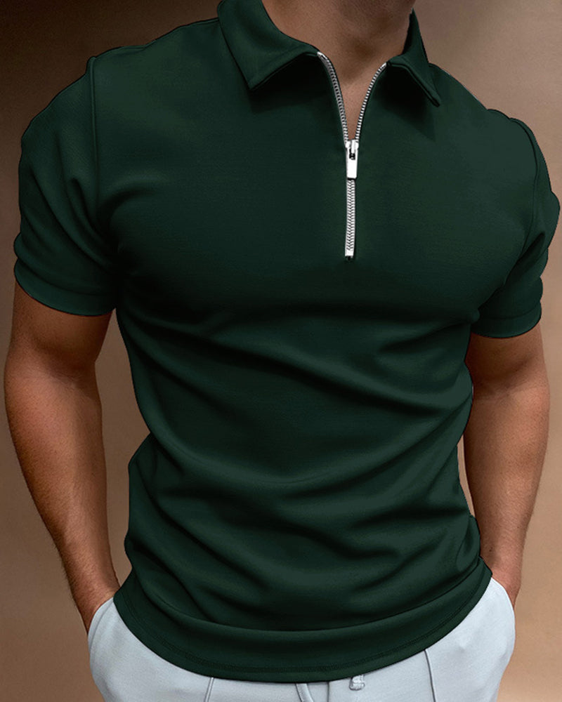 Summer Men's Polo Shirt Solid Color Short-sleeved Lar T-shirt Casual Fit Top Large Size