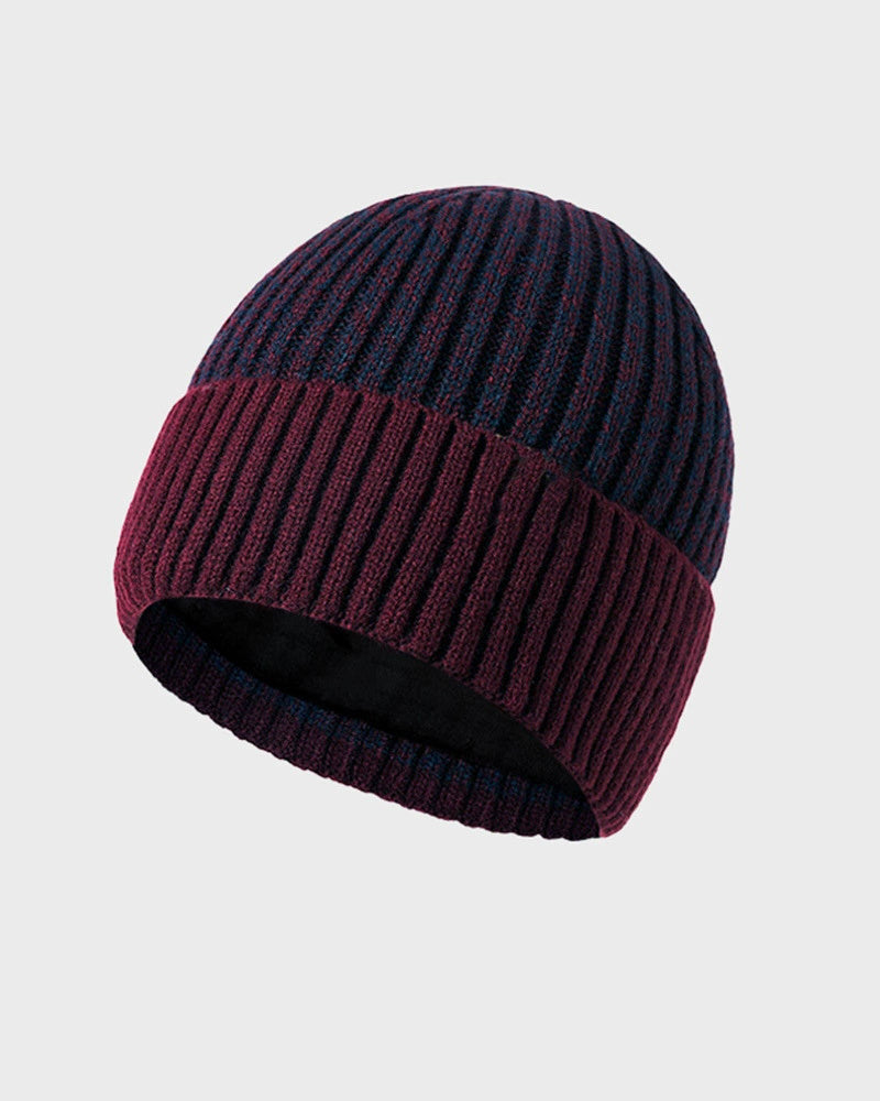 Double-layer Thickened Color Matching All-match Knit Hat