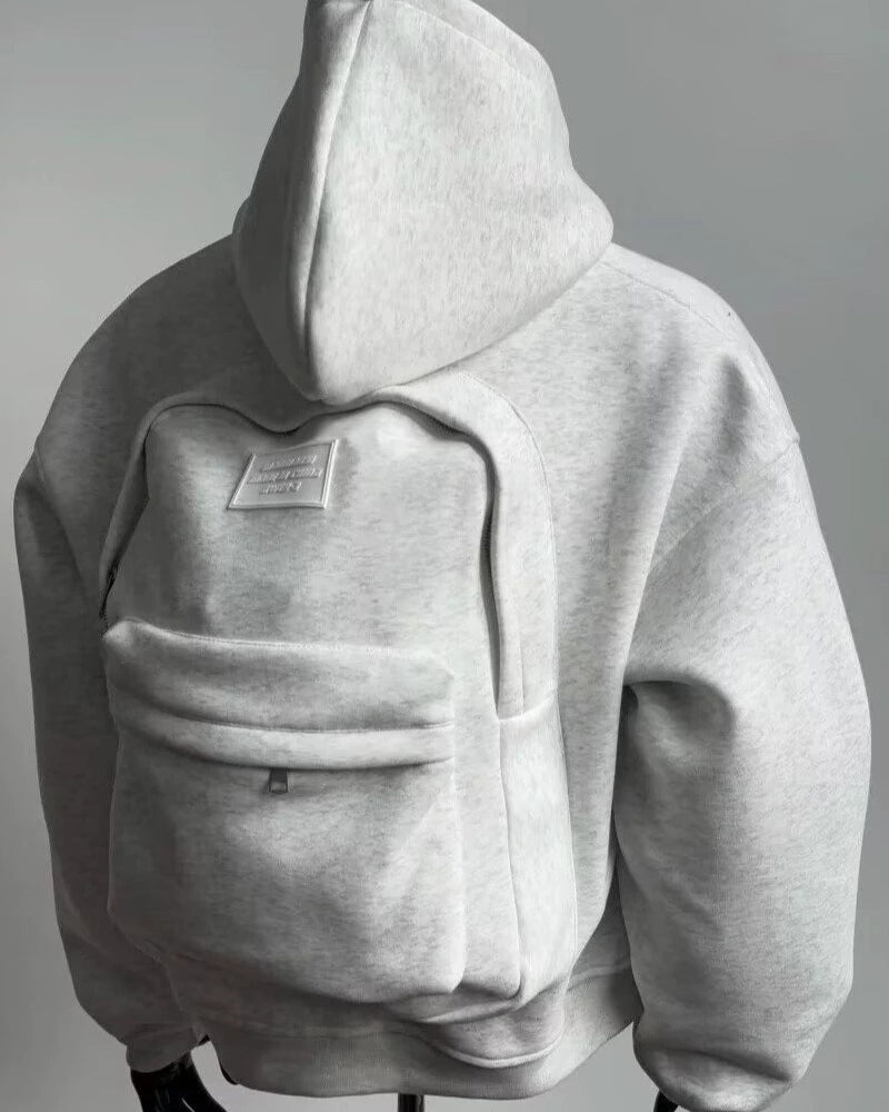 Big & Tall Men's Design Three-dimensional Schoolbag Sports Hooded Sweater M-3XL